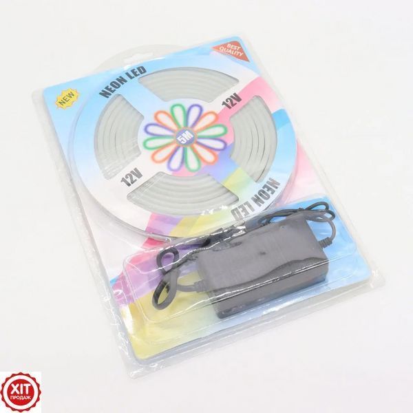 Силіконова стрічка LED 5 м, NEON 12V-220V, Білий / Гнучка неонова стрічка / Стрічка світлодіодна 0234562826 фото