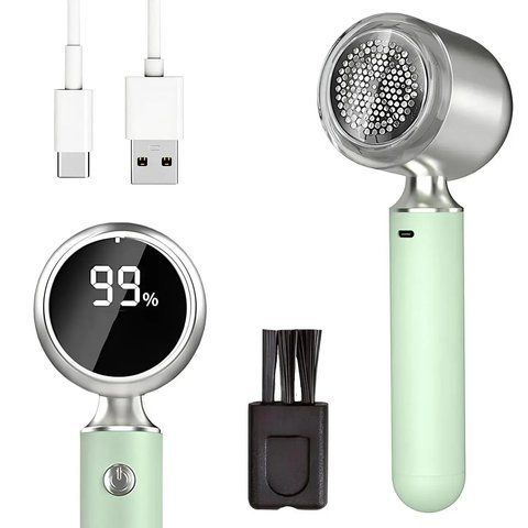Машинка для стриження ковтунців з дисплеєм 3Вт, від USB, Зелений / Машинка від катишків 0234572759 фото