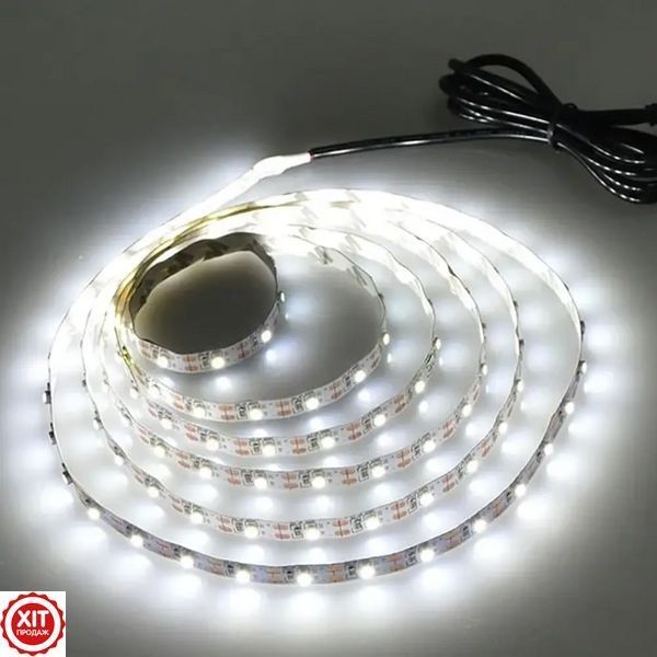 Світлодіодна LED стрічка 5м, від USB, Холодний Білий / Універсальна лед стрічка від повербанка / Діодна підсвітка 0234568986 фото