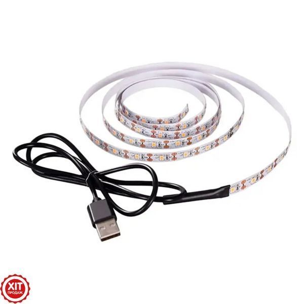 Світлодіодна LED стрічка 5м, від USB, Холодний Білий / Універсальна лед стрічка від повербанка / Діодна підсвітка 0234568986 фото