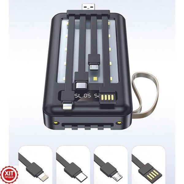 Повербанк з ліхтариком та дисплеєм 10000mAh, ZHY-520 / Power bank / Павер банк / Зовнішній акумулятор / УМБ 02345736200 фото