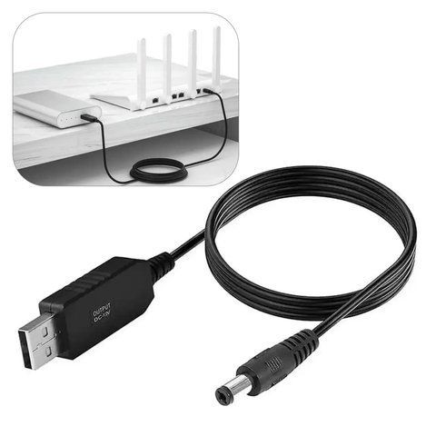 USB DC кабель живлення 12V для роутера/модему, 1м, Чорний / USB кабель для роутера / Шнур для роутера Wifi 0234563898 фото