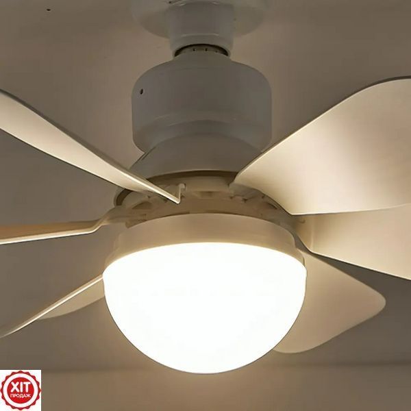 Лампа вентилятор 40W, в патрон E27, 6500K + Пульт, Білий / Стельова люстра LED / Стельовий вентилятор 0234577000 фото