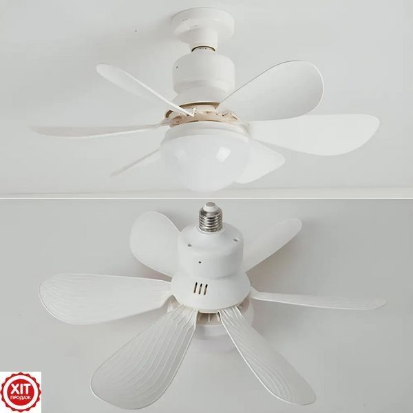Лампа вентилятор 40W, в патрон E27, 6500K + Пульт, Білий / Стельова люстра LED / Стельовий вентилятор 0234577000 фото
