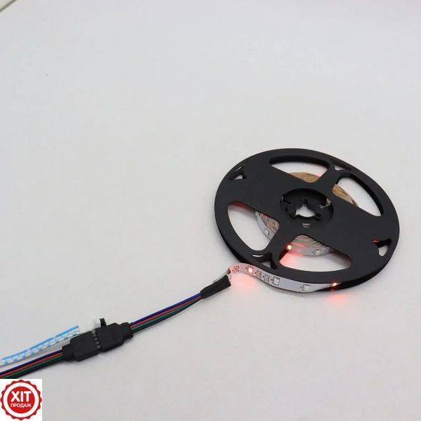 Світлодіодна RGB стрічка 5м, 3528, від мережі + пульт + блок живлення / LED підсвічування для телевізора вологозахищене 0234561216 фото