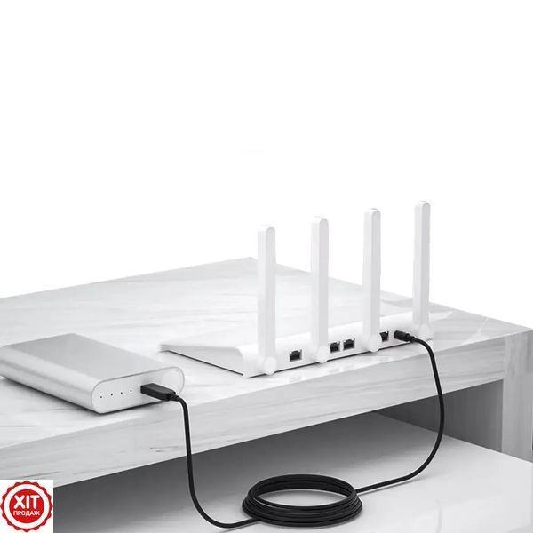 USB DC кабель живлення 12V для роутера/модему, 1м, Чорний / USB кабель для роутера / Шнур для роутера Wifi 0234563898 фото