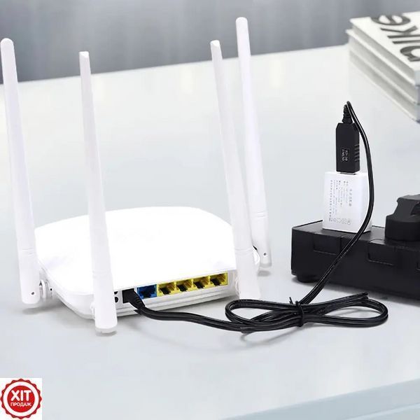 USB DC кабель живлення 12V для роутера/модему, 1м, Чорний / USB кабель для роутера / Шнур для роутера Wifi 0234563898 фото