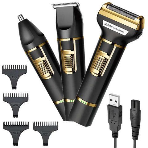 Акумуляторний тример-бритва 3в1 + 7 насадок, з USB, SK-LF-9942 / Чоловіча електробритва / Машинка для стрижки 0234578729 фото