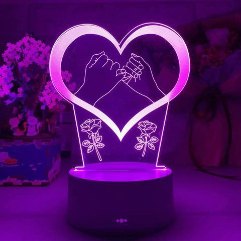 3D нічник Серце на батарейках і USB, 21х11см / 3D світильник / led світильник / Настільна 3д лампа 0234576636 фото