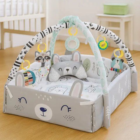 Дитячий килимок 3в1 (110х100х53см) + 6 іграшок та 18 куль, Ricokids Rabbit / Килимок для розвитку дітей  0234579648 фото