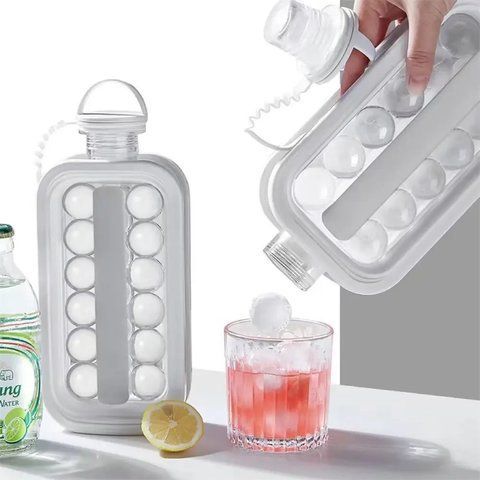 Силіконова форма для льоду з кришкою (17 кульок) ICE CUBE TRAY / Формочки для льоду / Пляшка для льоду  0234575980 фото