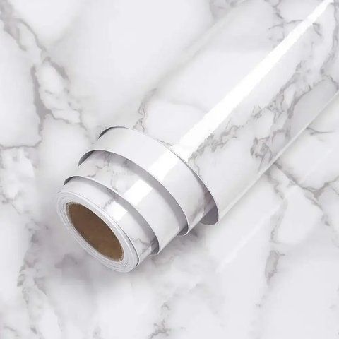 Самоклеюча плівка 3м х 60 см під мармур, Білий / Водонепроникна плівка самоклейка для кухні 0234574221 фото