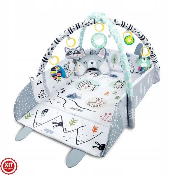 Дитячий килимок 3в1 (110х100х53см) + 6 іграшок та 18 куль, Ricokids Rabbit / Килимок для розвитку дітей  0234579648 фото