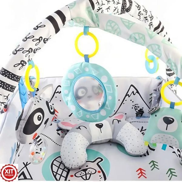 Дитячий килимок 3в1 (110х100х53см) + 6 іграшок та 18 куль, Ricokids Rabbit / Килимок для розвитку дітей  0234579648 фото