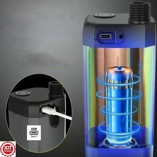 Портативний душ з лійкою та шлангом, 6000mAh, Чорний / Кемпінговий душ / Душ з індикатором температури  0234586445 фото