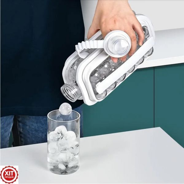 Силіконова форма для льоду з кришкою (17 кульок) ICE CUBE TRAY / Формочки для льоду / Пляшка для льоду  0234575980 фото