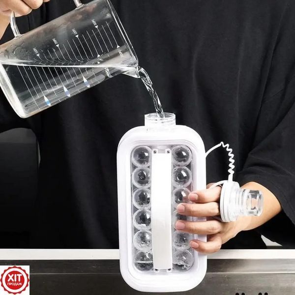 Силіконова форма для льоду з кришкою (17 кульок) ICE CUBE TRAY / Формочки для льоду / Пляшка для льоду  0234575980 фото