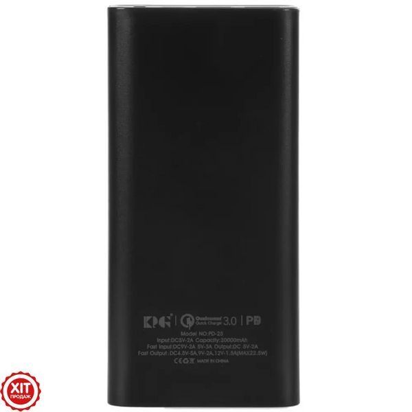 Powerbank на 20000мАh з LED дисплеєм та швидкою зарядкою 22,5W, 2хUSB, PD-25 / Павербанк для телефону 02345768980 фото
