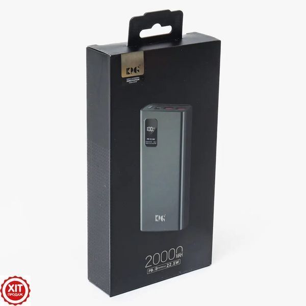 Powerbank на 20000мАh з LED дисплеєм та швидкою зарядкою 22,5W, 2хUSB, PD-25 / Павербанк для телефону 02345768980 фото