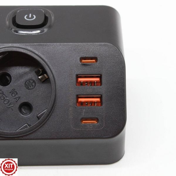 Мережевий фільтр 20Вт, 2м (2хUSB-A, 2хType-C, 4х220В) / Електричний подовжувач з тримачем для столу   0234578579 фото