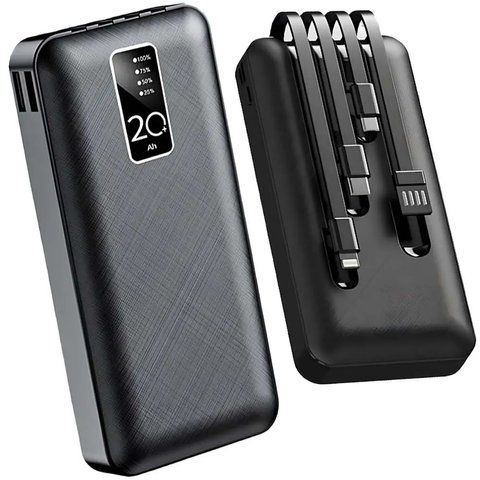 Повербанк 20000mAh + 4 перехідника, 2хUSB, KP-27 / Зовнішній акумулятор / Павербанк для телефону / Power Bank 0234575545 фото