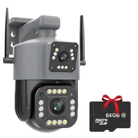 Вулична IP камера відеоспостереження Qettopo V380 + Подарунок Карта пам'яті 64Гб / Поворотна WiFi камера спостереження 0234572323 фото