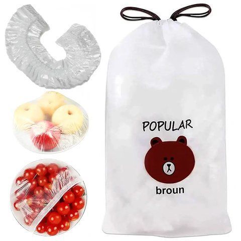 Харчові пакети кришки на гумці, 100 шт Freshness storage bag / Поліетиленові пакети для їжі / Пакет кришка  0234570855 фото