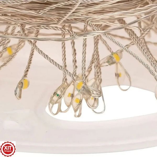 Гірлянда Роса Мішура від мережі, 50м, 1500LED +пульт, Теплий білий / Світлодіодна гірлянда / Новорічна гірлянда  0234591750 фото