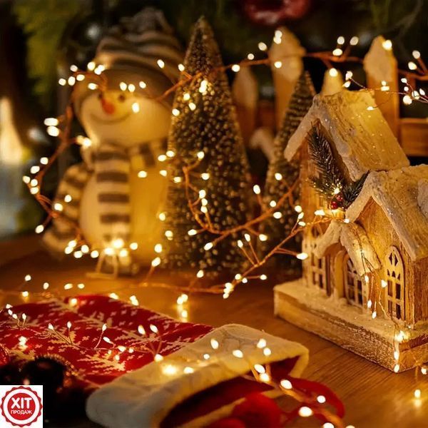 Гірлянда Роса Мішура від мережі, 50м, 1500LED +пульт, Теплий білий / Світлодіодна гірлянда / Новорічна гірлянда  0234591750 фото
