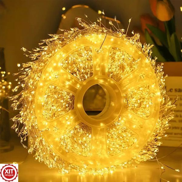 Гірлянда Роса Мішура від мережі, 50м, 1500LED +пульт, Теплий білий / Світлодіодна гірлянда / Новорічна гірлянда  0234591750 фото