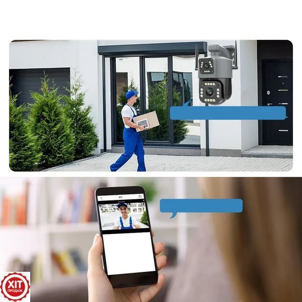 Вулична IP камера відеоспостереження Qettopo V380 + Подарунок Карта пам'яті 64Гб / Поворотна WiFi камера спостереження 0234572323 фото