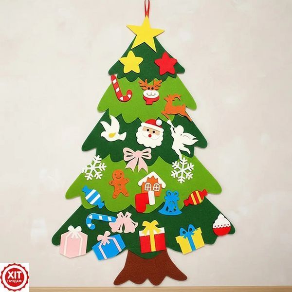 Дитяча ялинка та 25 іграшок з фетру (100х59 см), Christmas Free, Різнокольорова / Новорічна ялинка для дітей  0234560601 фото