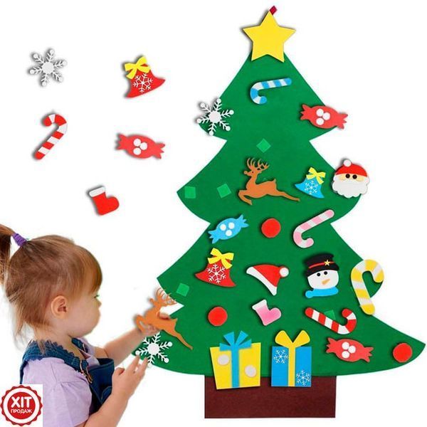 Дитяча ялинка з фетру + 25 іграшок (100х59 см), Chrismas Free / Новорічна ялинка для дітей 0234560601 фото