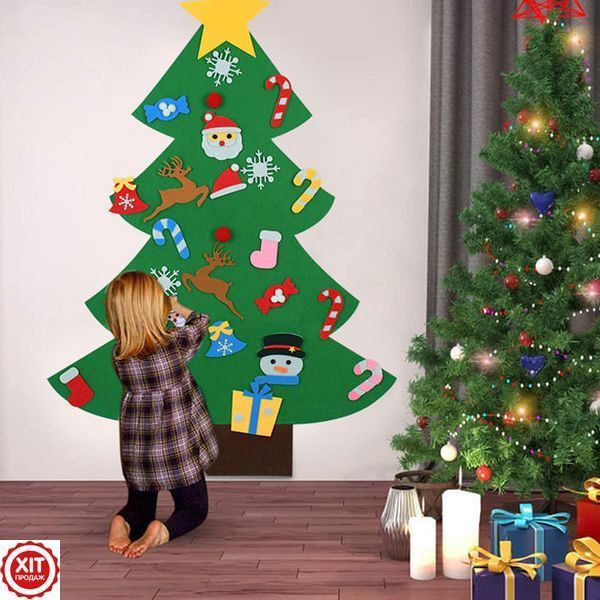 Дитяча ялинка з фетру + 25 іграшок (100х59 см), Chrismas Free / Новорічна ялинка для дітей 0234560601 фото