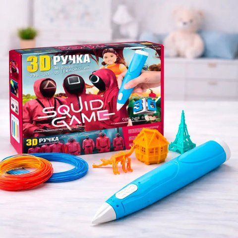 3D ручка принтер від мережі + 3 стержня, Блакитний / 3д ручка для малювання / Триде ручка дитяча  0234583711 фото