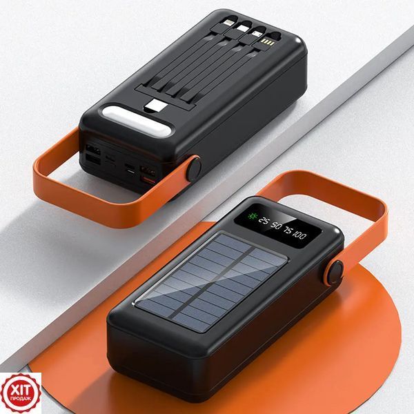 Повербанк 60000mAh із сонячною панеллю, 4хUSB + 4 перехідники, JS-636CX / Power Bank / Павербанк / УМБ  0234573737 фото