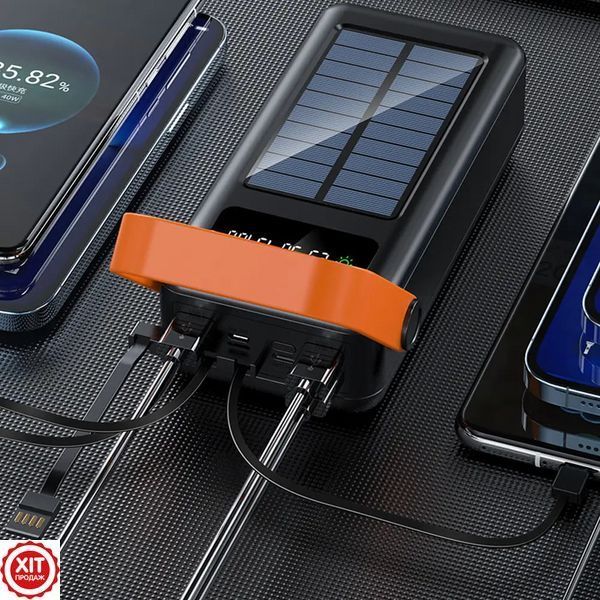 Повербанк 60000mAh із сонячною панеллю, 4хUSB + 4 перехідники, JS-636CX / Power Bank / Павербанк / УМБ  0234573737 фото