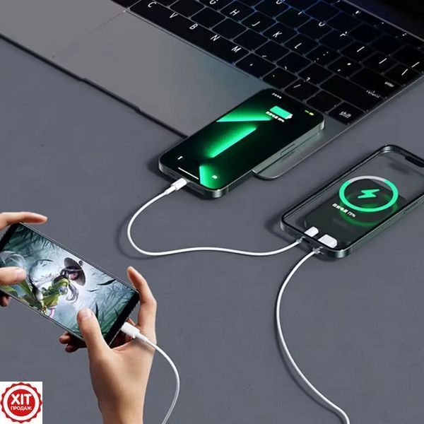 Магнітний повербанк 10000мАг, MagSafe 15Вт (USB + Type-C 22.5Вт) Зелений / Бездротовий павербанк / Power Bank / УМБ  023457539803 фото
