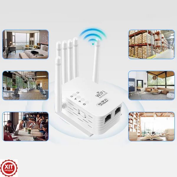 Підсилювач сигналу WiFi до 1200 мбіт/с, 2,4 ГГц, від мережі, Білий / Вай фай ретранслятор для дому / Wifi репітер / Маршрутизатор  0234581627 фото