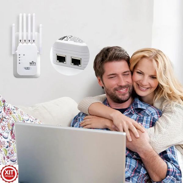 Підсилювач сигналу WiFi до 1200 мбіт/с, 2,4 ГГц, від мережі, Білий / Вай фай ретранслятор для дому / Wifi репітер / Маршрутизатор  0234581627 фото