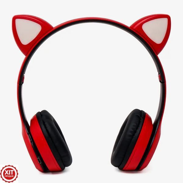 Бездротові навушники з вушками та підсвіткою, Bluetooth, CAT ST71M, Червоний / Дитячі блютуз навушники  0234576528 фото