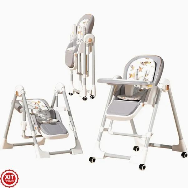 Дитячий стільчик для годування, до 6 років, 76х56х96см, BabyChair, Сірий / Складний стільчик-трансформер для дітей  0234586911 фото