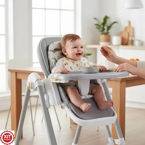 Дитячий стільчик для годування, до 6 років, 76х56х96см, BabyChair, Сірий / Складний стільчик-трансформер для дітей  0234586911 фото