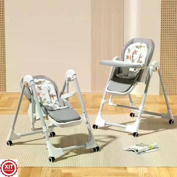 Дитячий стільчик для годування, до 6 років, 76х56х96см, BabyChair, Сірий / Складний стільчик-трансформер для дітей  0234586911 фото