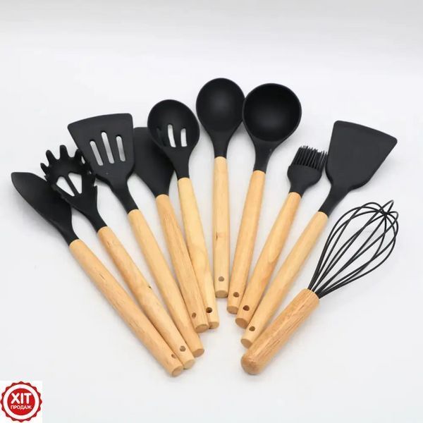 Набір кухонного приладдя (19 предметів), Kitchen Set, Чорний / Кухонний набір / Набір приладів для кухні 023457247003 фото