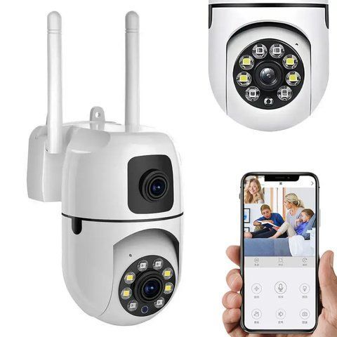 Вулична камера відеоспостереження WiFi, від мережі, Dual Lens E10 / Вайфай камера / Камера спостереження  0234573636 фото