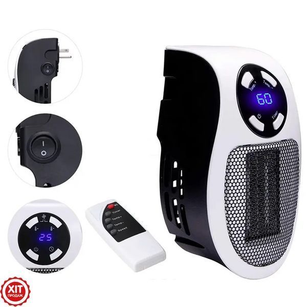Портативний обігрівач 500W, Portable Heater, з пультом ДК / Електричний міні обігрівач з дисплеєм  0234567405 фото