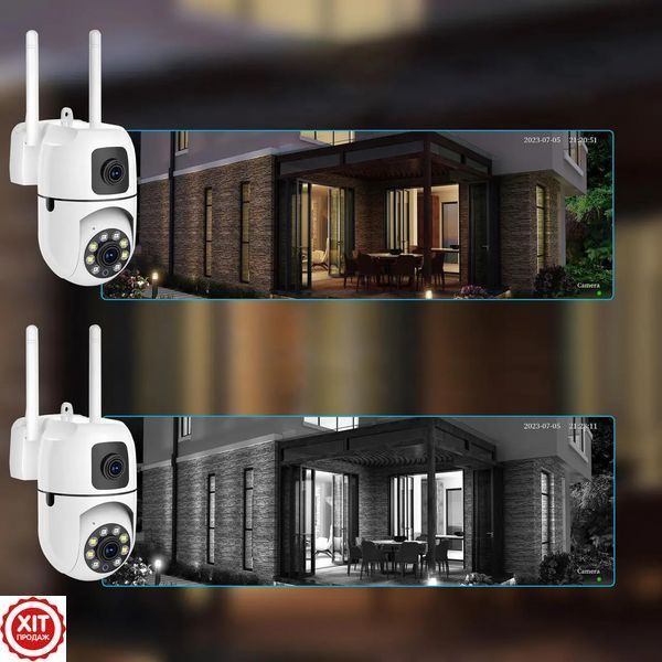 Вулична камера відеоспостереження WiFi, від мережі, Dual Lens E10 / Вайфай камера / Камера спостереження  0234573636 фото
