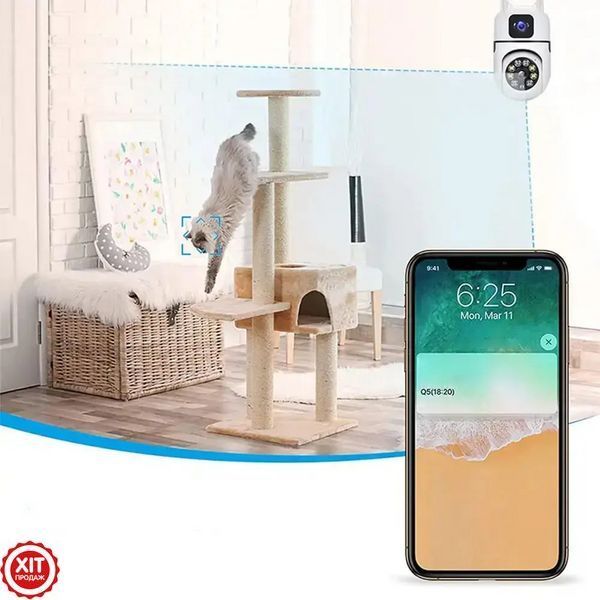 Вулична камера відеоспостереження WiFi, від мережі, Dual Lens E10 / Вайфай камера / Камера спостереження  0234573636 фото