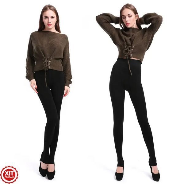 Лосини хутряні One size, Чорні / Теплі лосини / Жіночі зимові лосини / Безшовні лосини  0234571332 фото